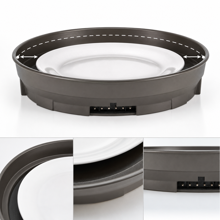 Product image #3 for Cambro Camduction® Heat Retention Base for 9-Inch Plates, Smoked Metal