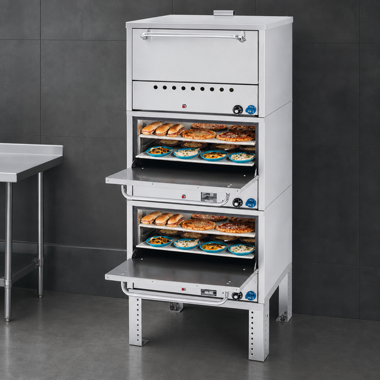 Product image #3 for Comstock-Castle 2PO26 Double-Stack Gas Pizza Deck Oven with 4 Hearth Decks