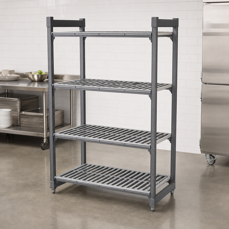 Product image #3 for Cambro Camshelving Basics Plus 4-Shelf Stationary Starter Unit, 24 x 60 x 72 Inches, Brushed Graphite