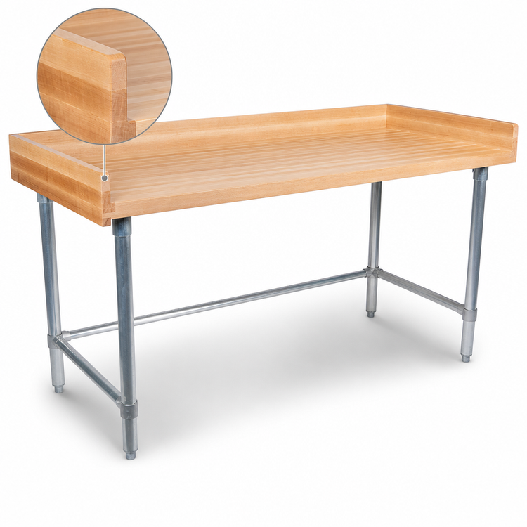 Product image #3 for John Boos 48-Inch x 30-Inch Bakers' Top Work Table with 1-3/4-Inch Maple Top and Stainless Steel Base