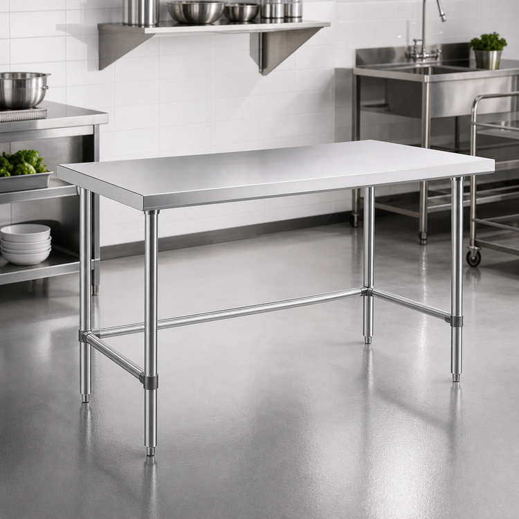 Product image #3 for Sapphire 60-Inch x 36-Inch x 35-Inch Stainless Steel Flat Top Open Base Work Table