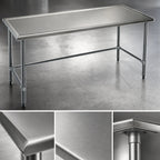 Thumbnail image #3 for Eagle Group Spec-Master T4860STEM 60 x 48-Inch 14-Gauge 300 Series Stainless Steel Work Table, Open Base, Box Marine Edge