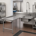 Thumbnail image #3 for John Boos Pro-Bowl L-Shaped Island Soiled Dishtable with 20 x 20 x 8 Pre-Rinse Sink Bowl, Left-to-Right, 60 x 144 Inches
