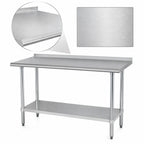 Thumbnail image #3 for Advance Tabco FAG-246 72-Inch x 24-Inch 430 Stainless Steel Work Table with 16-Gauge Top, Rear Up-Turn and Adjustable Undershelf