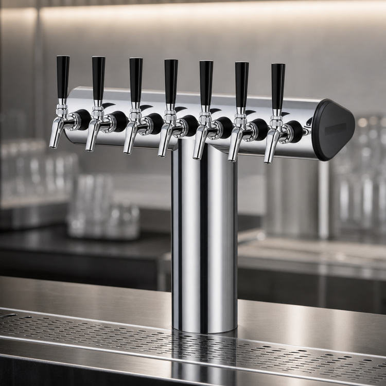 Product image #3 for Perlick 8-Faucet Winged Tee Beer Draft Tower, Countertop, Glycol-Cooled, Stainless Steel