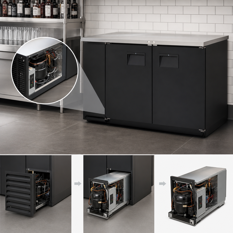 Product image #3 for Everest Refrigeration EBB48 Two-Section 49-Inch Back Bar Refrigerator with Stainless Steel Countertop and Solid Locking Doors