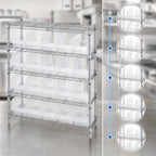 Thumbnail image #3 for Quantum WR5-39-1236-202CL Stationary 5-Shelf Chrome Wire Shelving Bin Center with 20 Clear Bins, 12 x 36 x 39 Inches