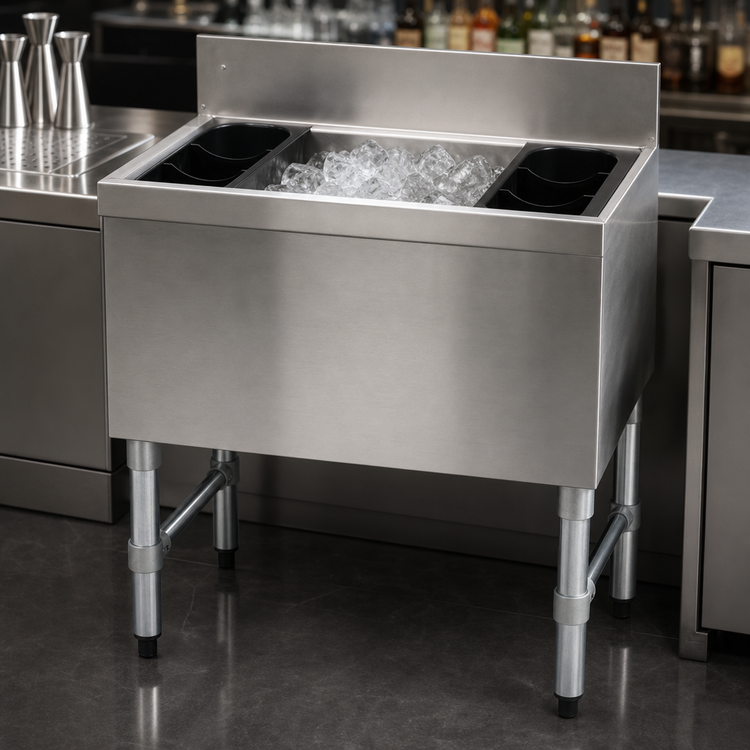 Product image #3 for Advance Tabco Underbar Basics 24-Inch Non-Cold Plate Cocktail Unit Bar Ice Bin, 12-Inch Deep, 77-Lb Capacity