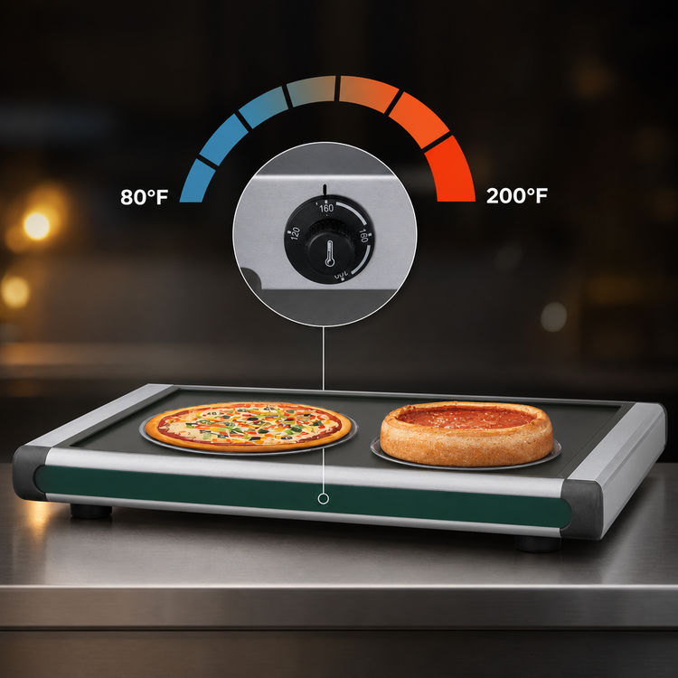 Product image #3 for Hatco Glo-Ray Designer Freestanding Portable Heated Shelf, 78.25 Inch Wide, 5 Full-Size Pan Capacity