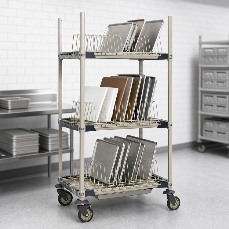 Product image #4 for MetroMax i 36-Inch Mobile 3-Tier Tray Drying Rack with Drip Tray