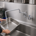 Thumbnail image #3 for BK Resources OptiFlow Lead-Free Splash-Mounted Commercial Faucet with 18-Inch Double-Jointed Swing Spout, 8-Inch Centers