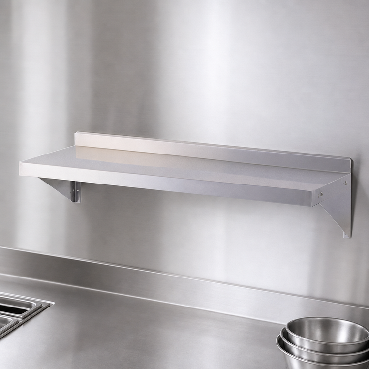 Product image #3 for Turbo Air TSWS-1272 Wall-Mounted 304 Stainless Steel Shelf, 72 x 12 Inches, 2-Inch Rear Up-Turn