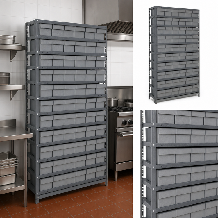 Product image #3 for Quantum Heavy-Duty Stationary Wire Shelving Unit with 72 Bins, 36 x 24 x 75 Inches