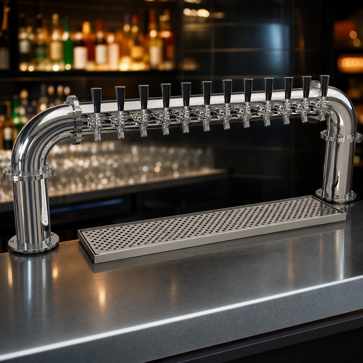 Product image #3 for Glastender 2-Column Countertop Pipe Pass-Thru Glycol-Cooled Draft Dispensing Tower with 12 Faucets