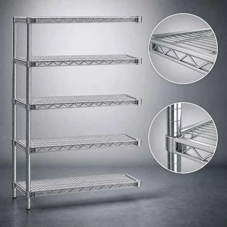 Product image #3 for Eagle Group 5-Tier Chrome-Plated Wire Add-On Shelving Unit, 60 x 21 x 86 Inches