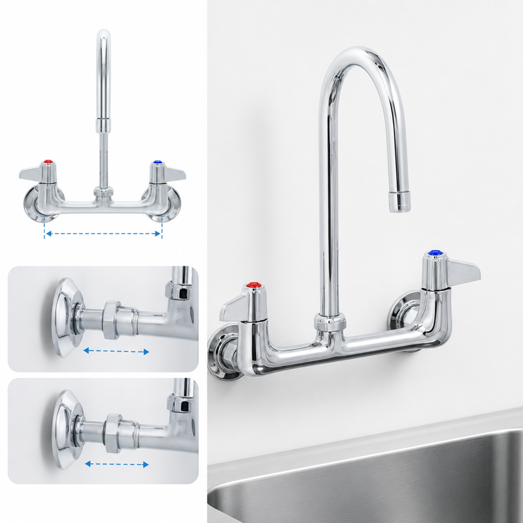 Product image #3 for 8-Inch Wall Mount Mixing Faucet with Swivel Gooseneck