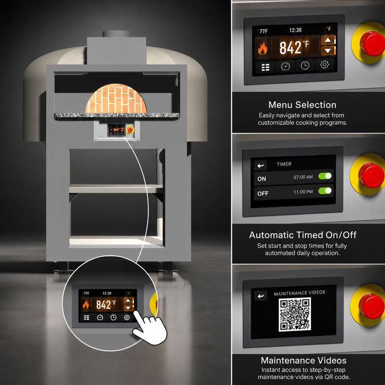 Product image #3 for Marra Forni Enclosed Facade EF80G Gas-Fired Brick Pizza Oven with 31.5-Inch Round Deck and Stand