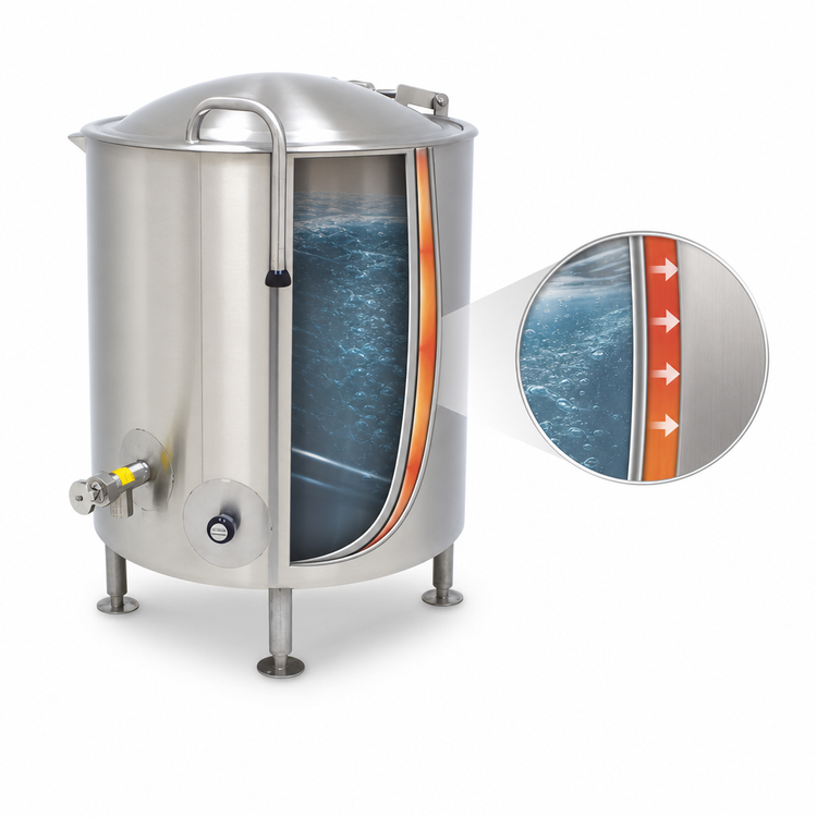 Product image #3 for Legion LTI-100 100-Gallon Stationary Direct Steam Kettle, 2/3 Jacketed, Insulated