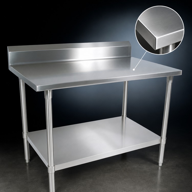 Product image #3 for John Boos Stallion 48 x 36-Inch 14-Gauge Stainless Steel Work Table with 5-Inch Backsplash and Undershelf