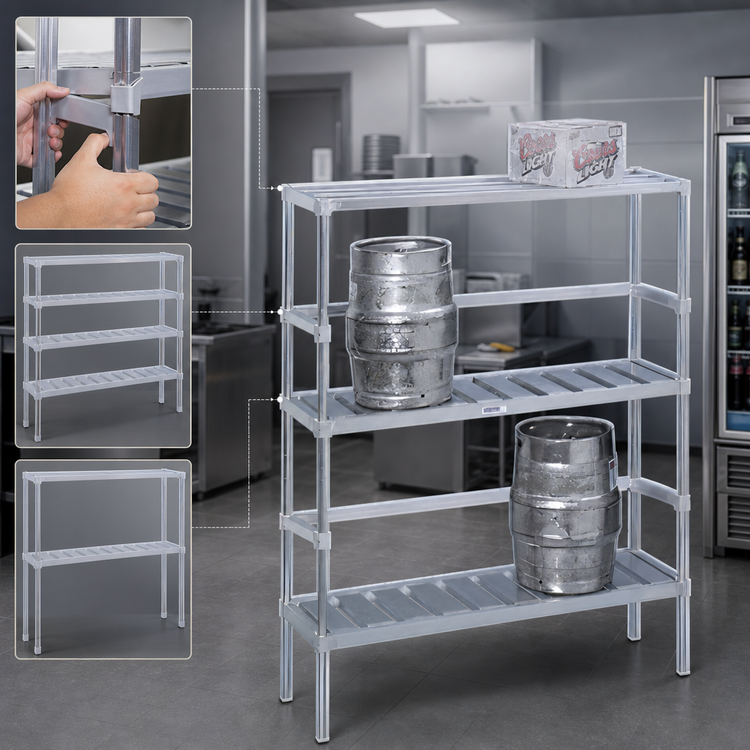 Product image #3 for Channel Manufacturing Adjustable Aluminum Keg Storage Rack, 80 x 17 x 68 Inches