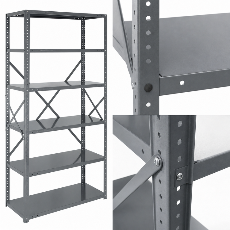 Product image #3 for IRONMAN 4-Shelf Open Stationary Steel Shelving Unit, 12 x 36 x 75 Inches