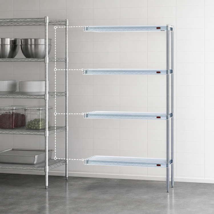 Product image #3 for Eagle Group 4-Tier Add-On Wire Shelving Unit, 36 x 21 x 74 Inches, Chrome-Plated