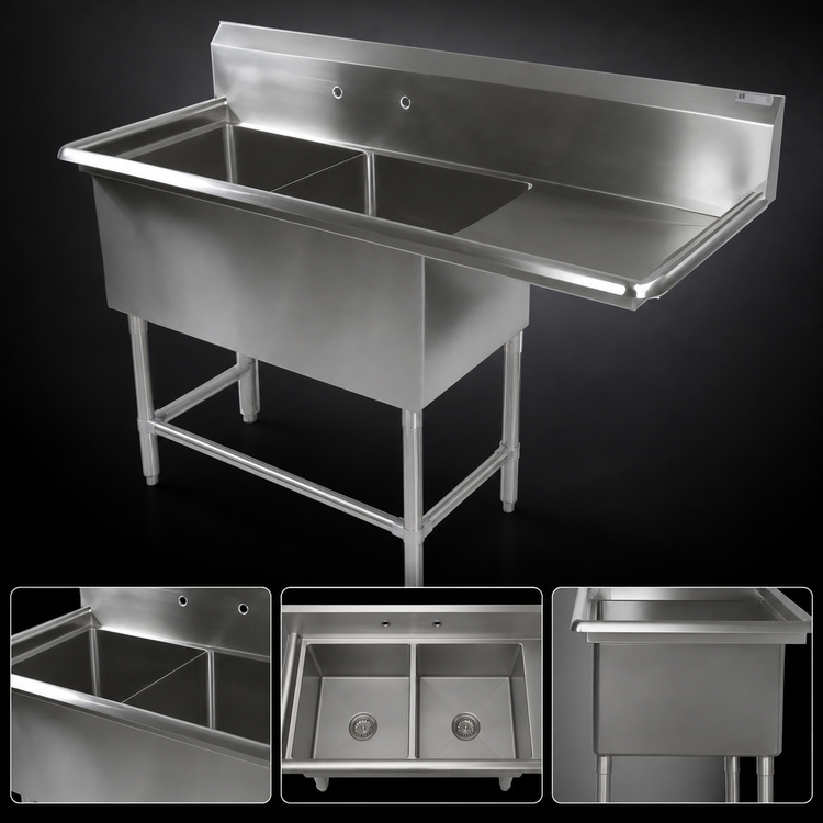 Product image #3 for John Boos Pro-Bowl 2-Compartment Stainless Steel Sink with Right Drainboard
