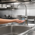 Thumbnail image #3 for BK Resources BKF-DEF-5G Touchless Electronic Sensor Deck-Mount Faucet, Chrome, Single-Hole, 3 1/2-Inch Gooseneck Spout, 5-Inch Height