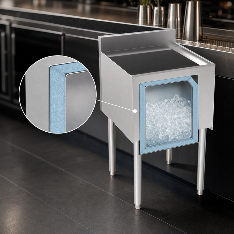 Product image #3 for Krowne Silver Series Insulated Stainless Steel Bar Ice Bin with Full Sliding Cover, 18 Inch Wide x 12 Inch Deep