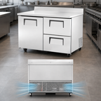 Thumbnail image #3 for True Mfg. - General Foodservice TWT-48D-2-HC Two-Section Worktop Refrigerator, 1 Door, 2 Drawers, Stainless Steel Top