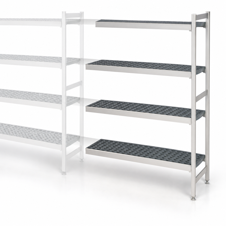 Product image #3 for Fermostock 4-Tier Perforated Polymer Shelving Unit Expansion Kit, 42 x 22 x 83 Inches, Add-On Unit