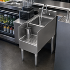Thumbnail image #3 for Sapphire Manufacturing SMBBS-18 Freestanding Underbar Blender Station with Dump Sink, Recessed Blender Step, 18-Inch Wide 304 Stainless Steel
