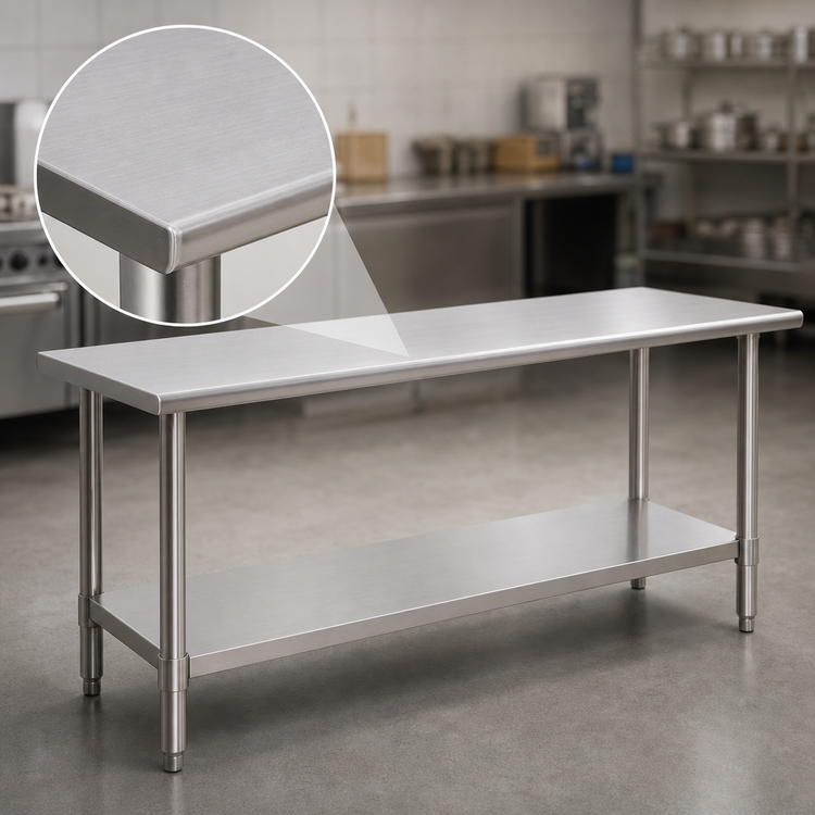 Product image #3 for Eagle Spec-Master 144-Inch W x 30-Inch D Stainless Steel Flat Top Work Table with Adjustable Undershelf