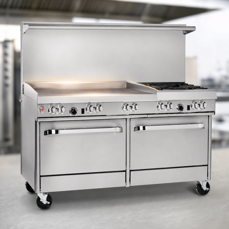 Product image #3 for Southbend Ultimate 60-Inch Commercial Gas Restaurant Range with 2 Open Burners, 48-Inch Griddle, Convection Oven and Cabinet Base