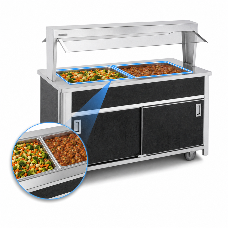 Product image #3 for Atlas Metal BLH-2-BU 2-Well Electric Mobile Buffet Hot Food Serving Counter