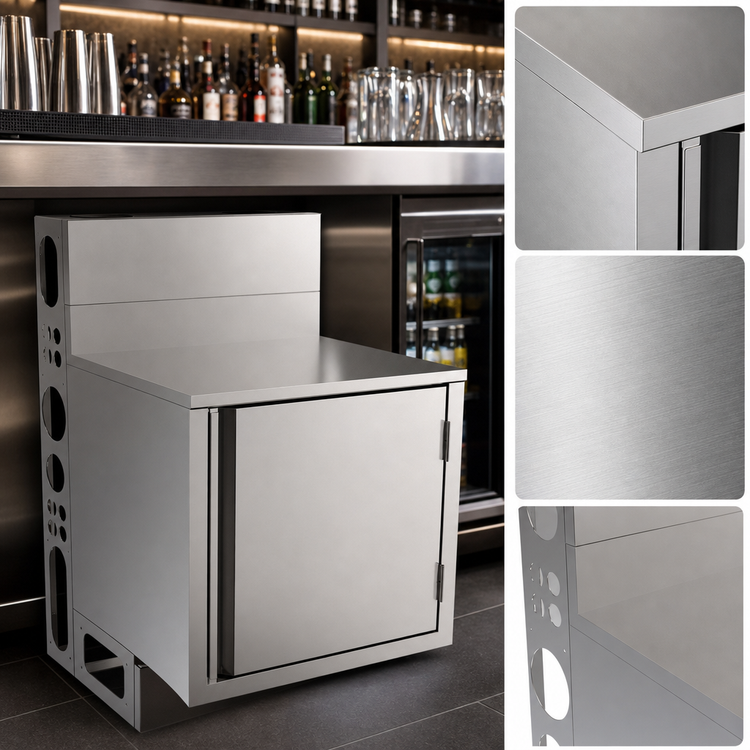 Product image #4 for BK Resources Top Shelf Flat Top Stainless Steel Underbar Cabinet, 24 x 21 Inches, No Backsplash