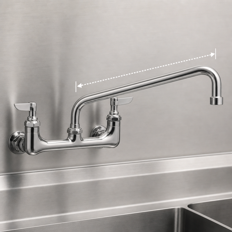 Product image #3 for Eagle Group 14-Inch Standard Splash-Mounted Mixing Faucet with 8-Inch Centers and Swing Nozzle