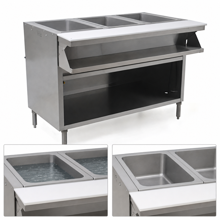 Product image #3 for Spec-Master Sealed Well Electric Hot Food Table with Open Front, 2 Wells, 33-Inch, 208V/3-Phase