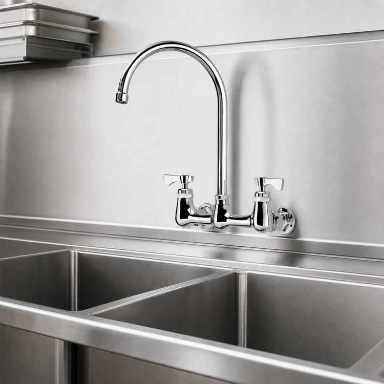 Product image #3 for Krowne Royal Series Splash-Mounted Pre-Rinse Faucet with 8-Inch Centers and 8-1/2-Inch Gooseneck Spout