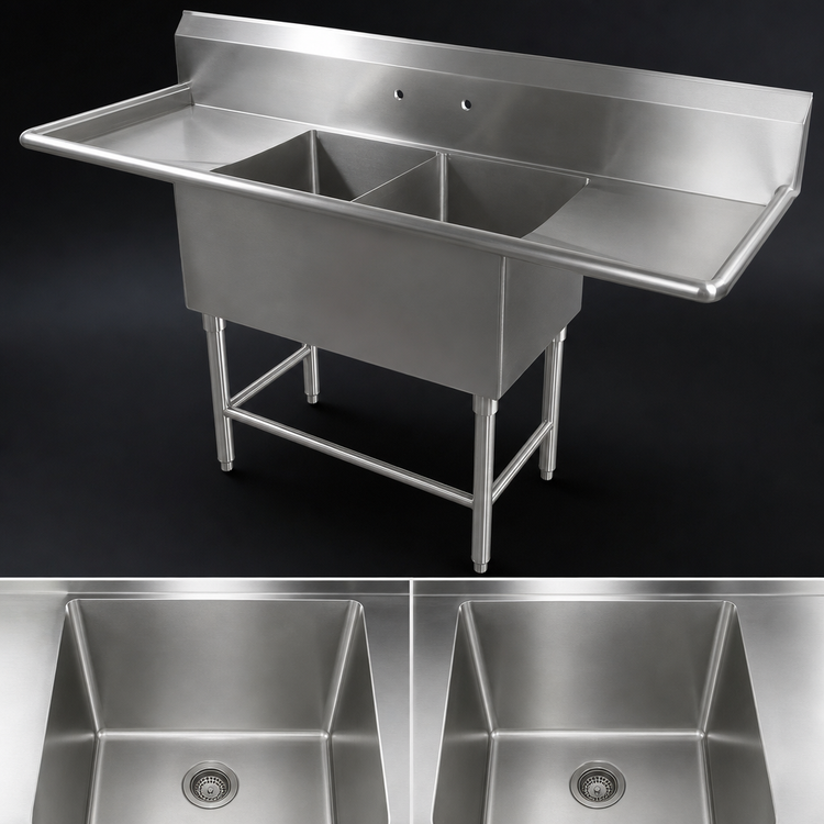 Product image #3 for John Boos Pro-Bowl 2-Compartment Stainless Steel Sink with Dual Drainboards