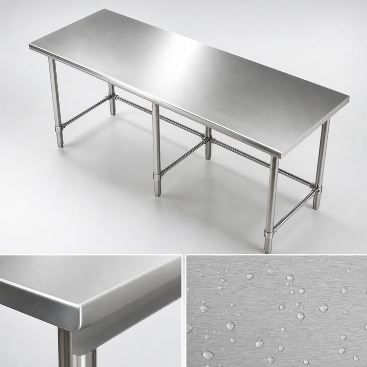 Product image #3 for Sapphire Manufacturing 84-Inch x 36-Inch Stainless Steel Work Table with Open Base