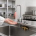 Thumbnail image #3 for ChekPoint Touchless Electronic Deck-Mount Gooseneck Faucet with 4-Inch Centers, Chrome-Plated Brass, 0.5 GPM