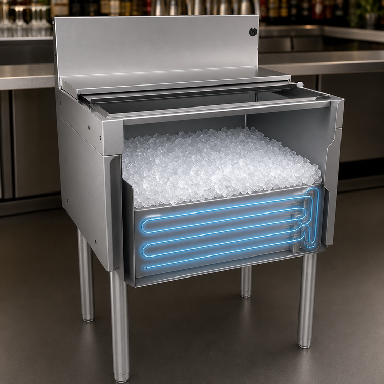 Product image #3 for Glastender Underbar Stainless Steel Ice Bin with 10-Circuit Cold Plate, 67 lb Capacity
