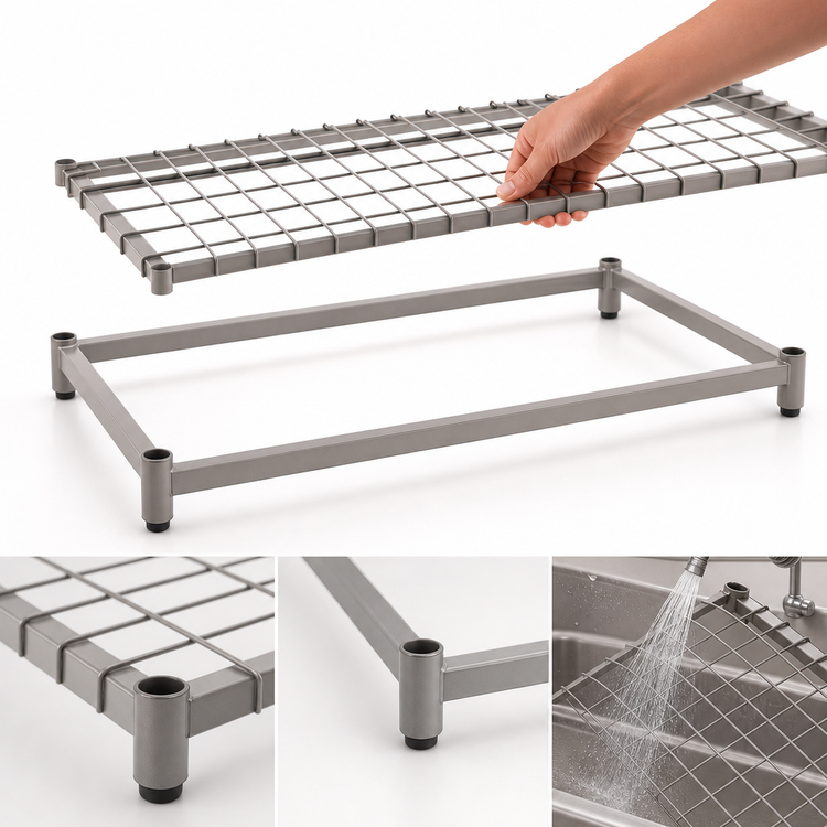 Product image #3 for Metro Super Erecta 60-Inch x 18-Inch Lift-Off Wire Deck Dunnage Shelf, Gray Epoxy-Coated, 1000 lb. Capacity