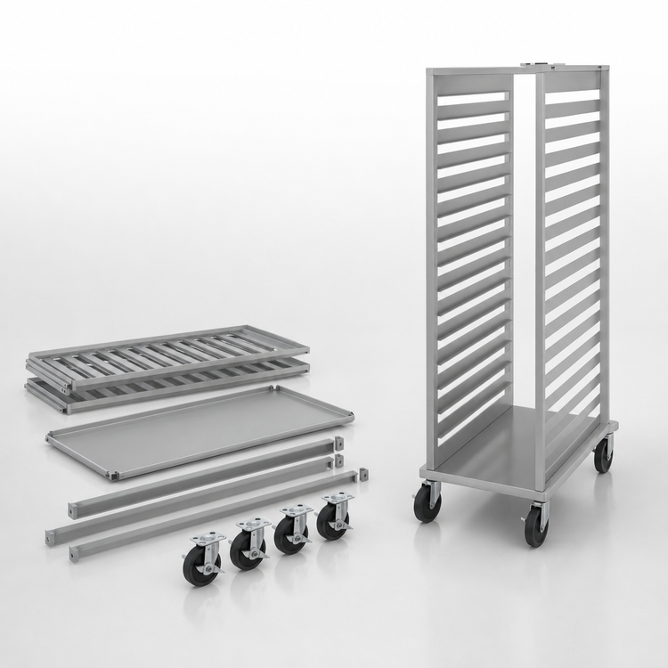 Product image #3 for NU-VU SB-2 Knock-Down Open-Side Aluminum Pan Rack, 17 Full-Size / 34 Half-Size Pan Capacity