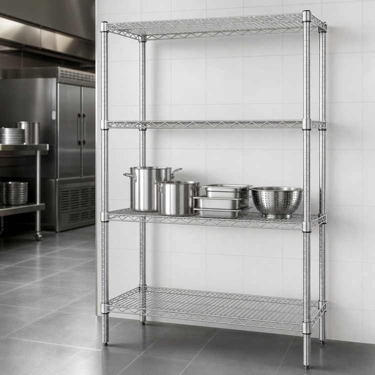 Product image #3 for Quantum 54 x 21 x 63 Inch Stainless Steel 4-Shelf Wire Shelving Starter Kit
