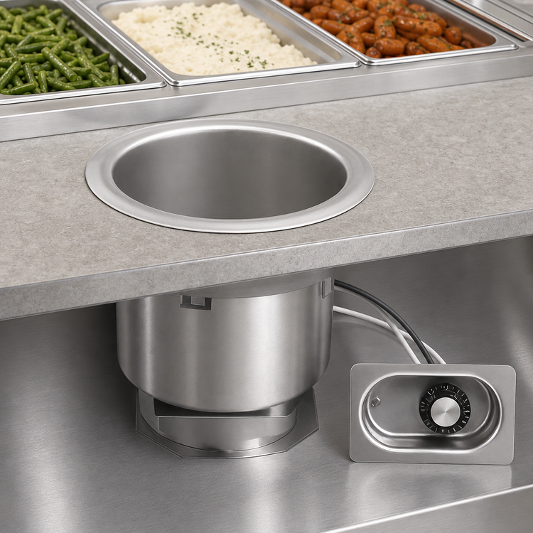Product image #3 for Eagle Group 7-Qt Round Drop-In Electric Food Warmer with Drain, 120V