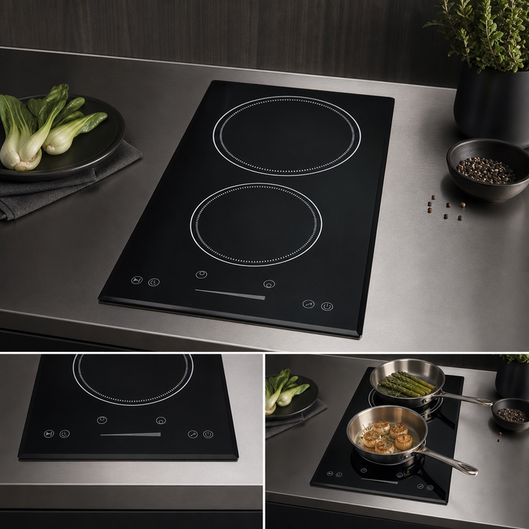 Product image #4 for Summit Appliance 12-Inch Wide 2-Burner Built-In Induction Cooktop, 115V, Black Glass