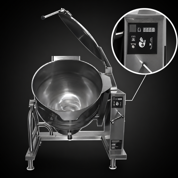 Product image #3 for Groen DH-80A 80-Gallon Gas Floor Model Tilting Steam Jacketed Kettle with Crank Tilt and Advanced Controls