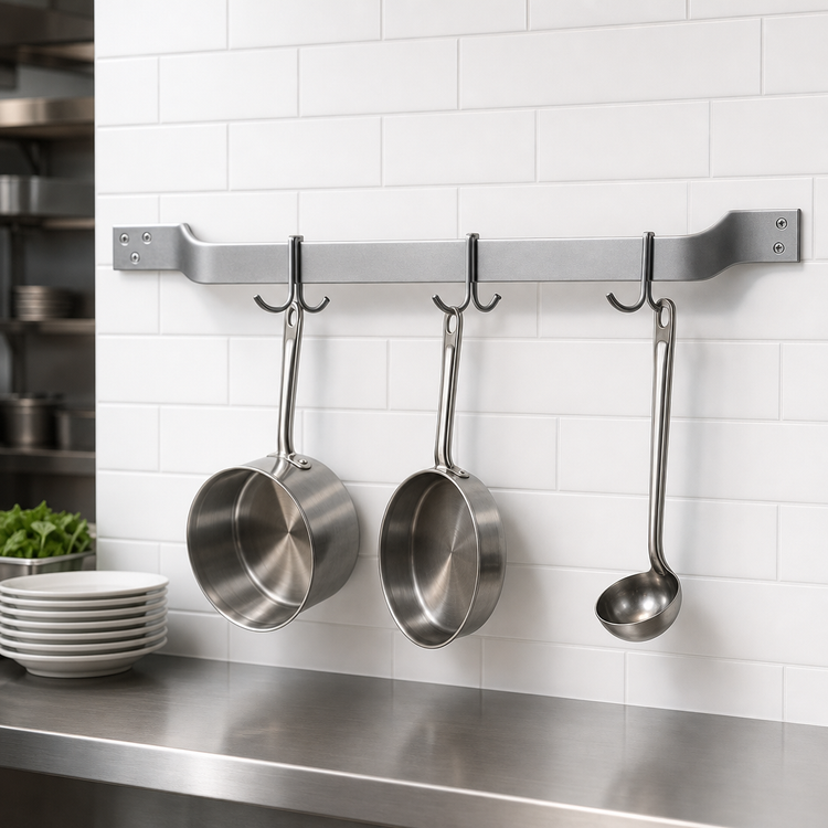 Product image #3 for Eagle Group SBPR-36-A 36 Inch Wall-Mount Single-Bar Aluminum Pot Rack